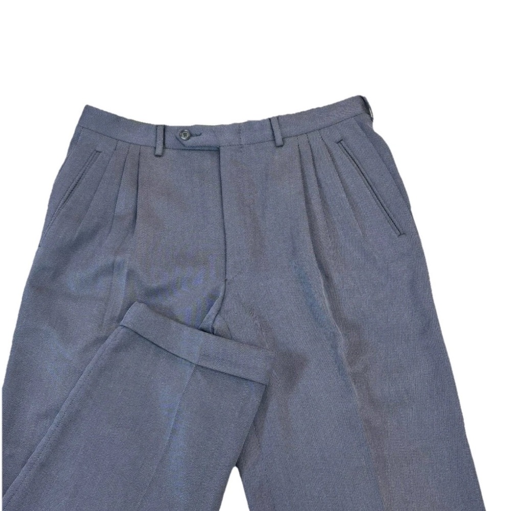 Canali Milano Dress‎ Pants Trousers Men’s 32x26 Blue Pleated Cuffed Wool